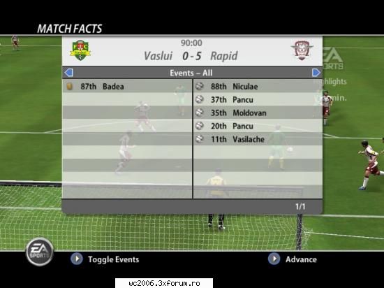 etapa sambata 22.4 marti 25.4 rapid 5-0 vaslui (meciul s-a disputat acasa vaslui datorita unor
