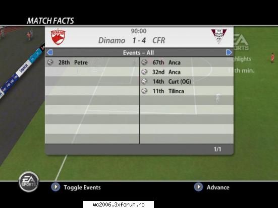 etapa dinamo cfr cluj 1-4 (dmnz claudio)