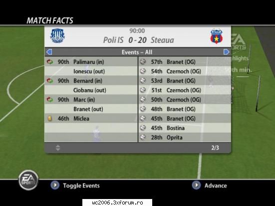 poli iasi - steaua (lobby vs inf32n4l) -> 0-20 

(al 2lea print screen) etapa 6 -