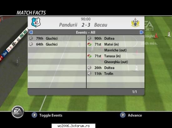 pandurii tg. jiu - fcm bacau 2-3 (raull vs slash_ro) *meciul s-a disputat la pandurii tg. jiu acasa